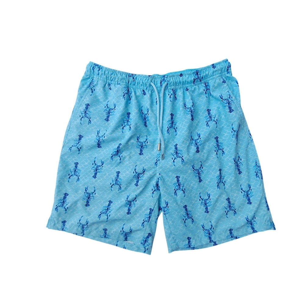 Peter Millar Seaside Collection Mens Blue Lobster Print Swim Trunks Size L